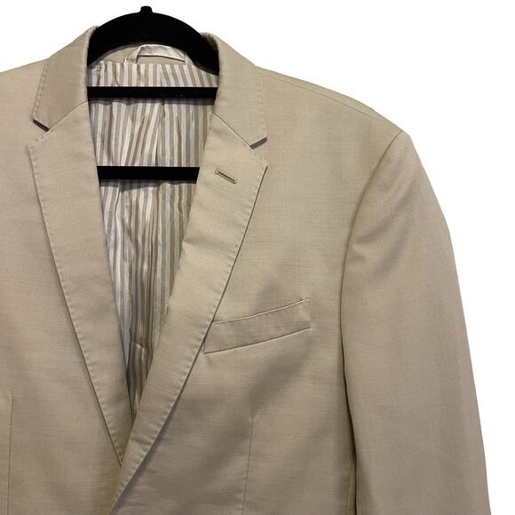 THE BLK TUX Men's TOLLEGNO 1900 Beige Suit Jacket 100% Italian Merino Wool - Picture 3 of 12